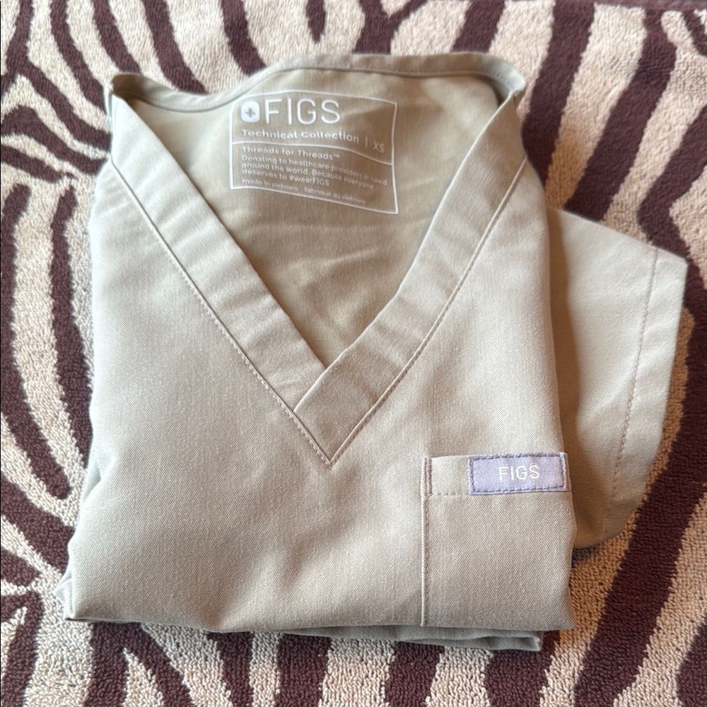 Figs Tan Scrub Top and bottom